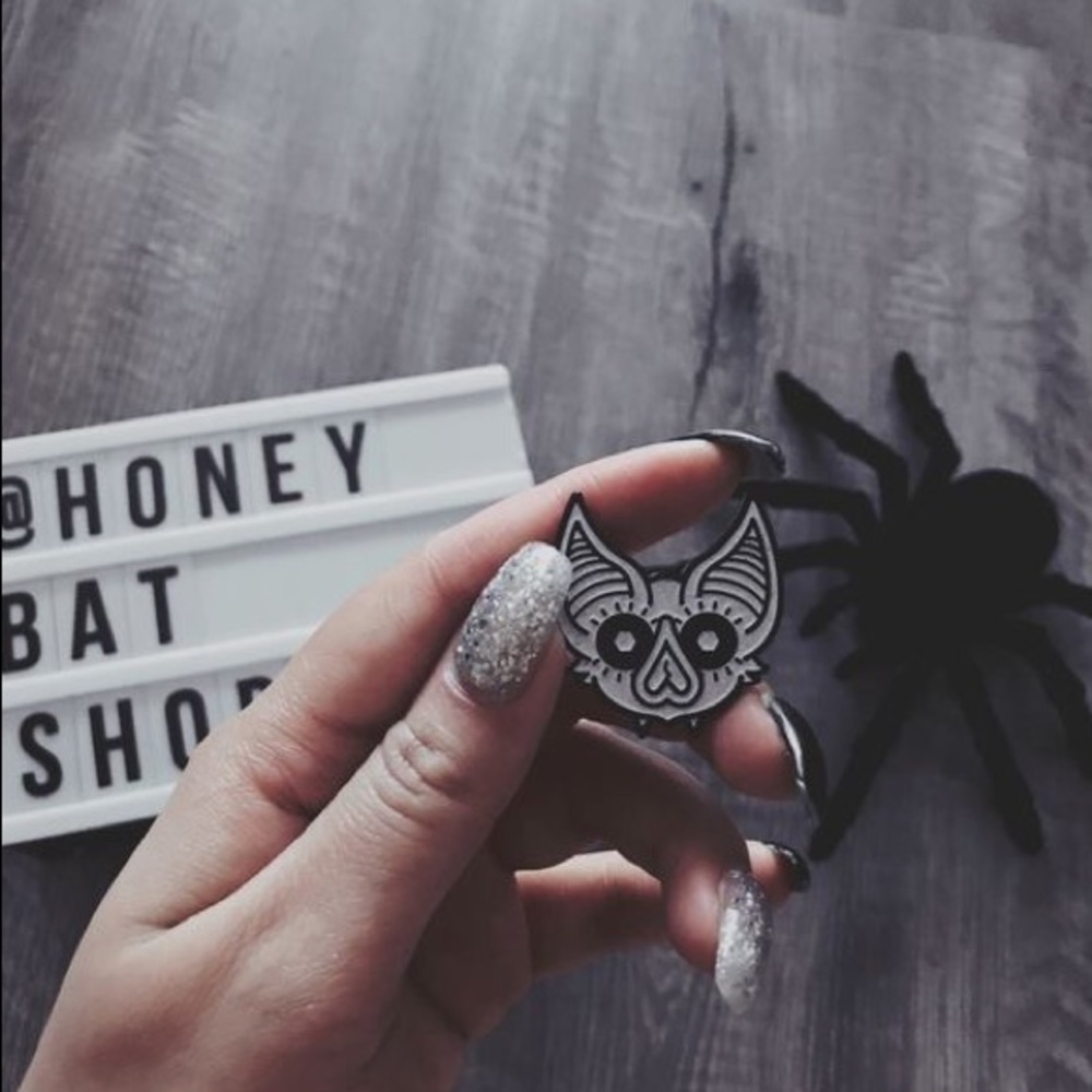 Glitter Bat enamel pin